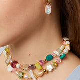 Opal Choker Necklace - Gold Multicolor
