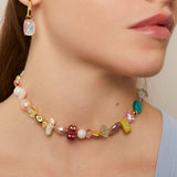 Opal Choker Necklace - Gold Multicolor