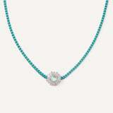 Emma Necklace - Silver Aqua